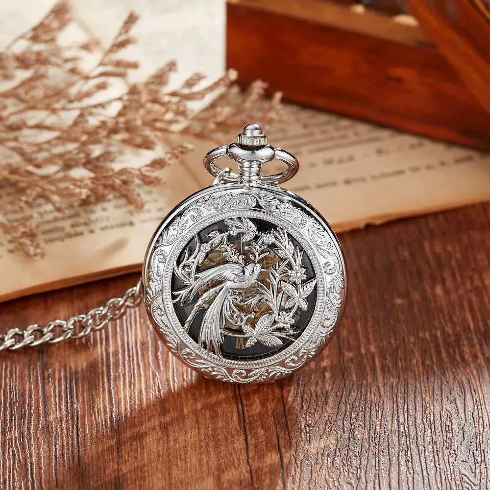 Filigree Spiral Phoenix Pocket Watch