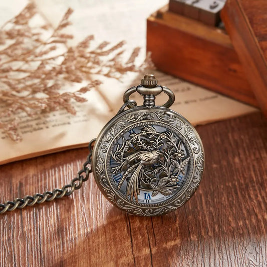 Filigree Spiral Phoenix Pocket Watch