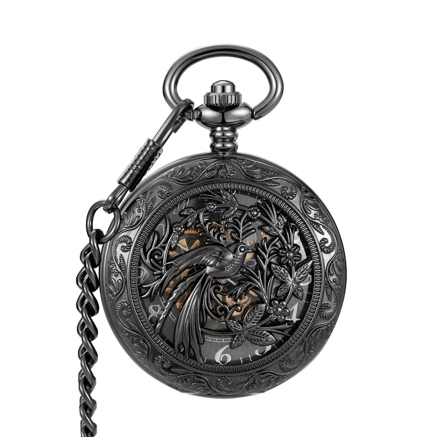 Filigree Spiral Phoenix Pocket Watch