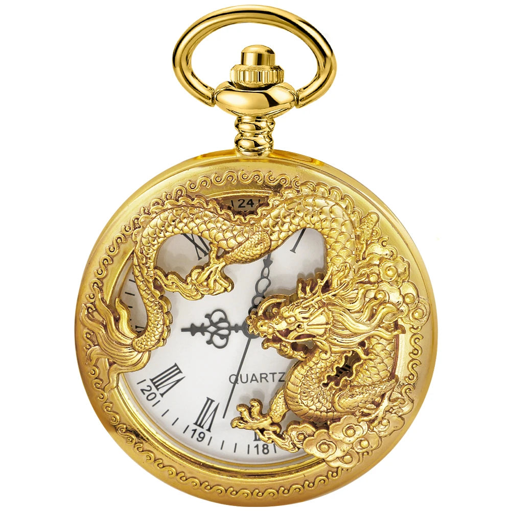 Flying Dragon Hollow Pocket Watch
