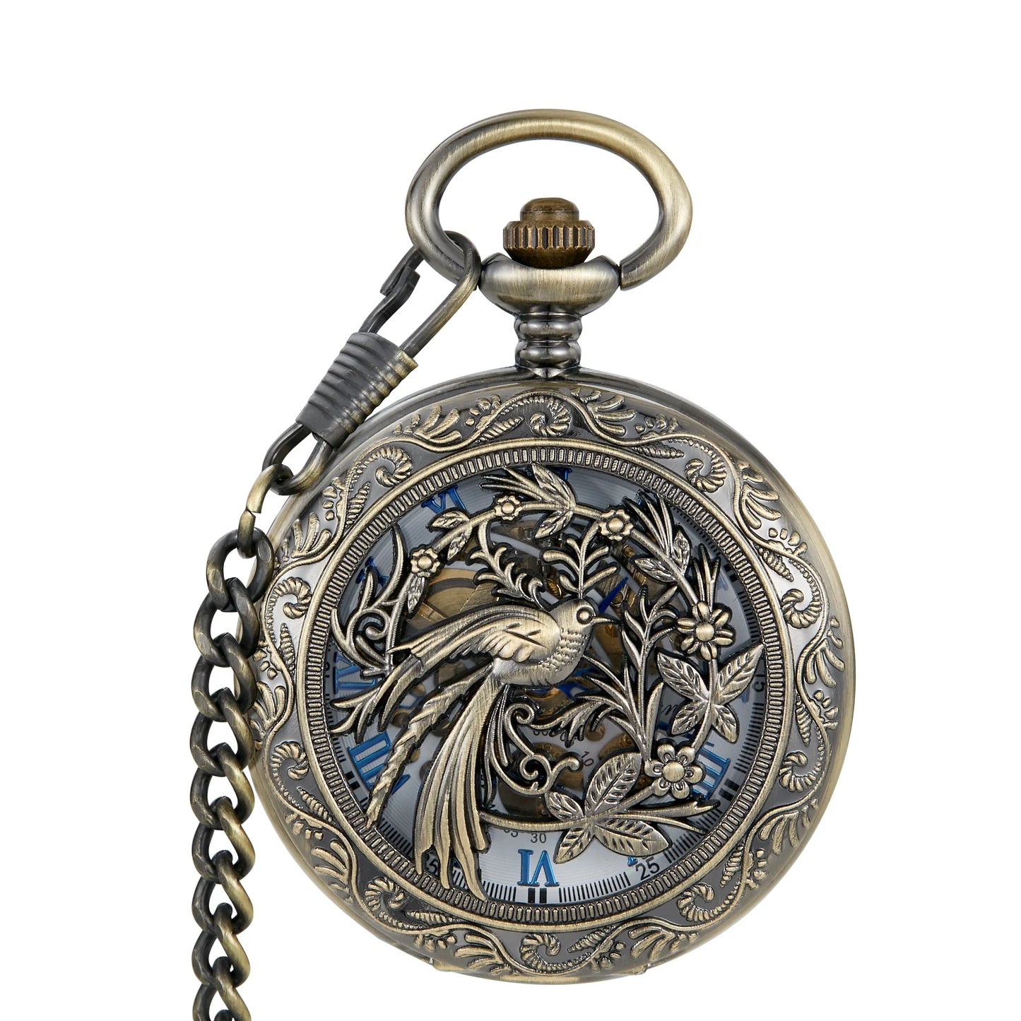 Filigree Spiral Phoenix Pocket Watch