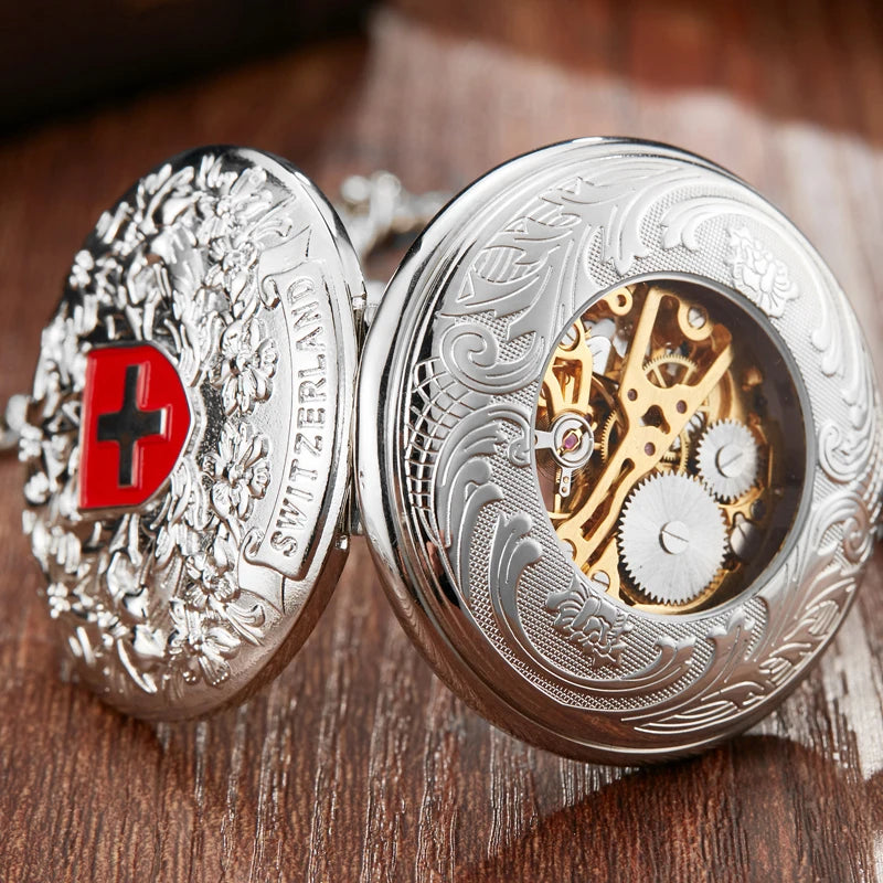 Red Cross Mechanical Pocket Watch