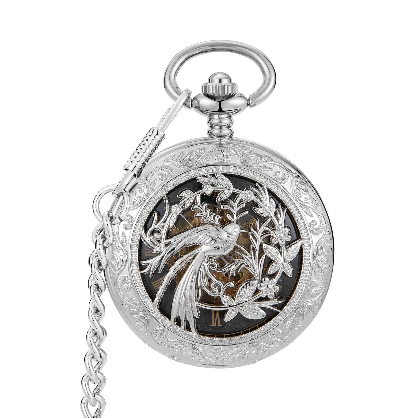 Filigree Spiral Phoenix Pocket Watch