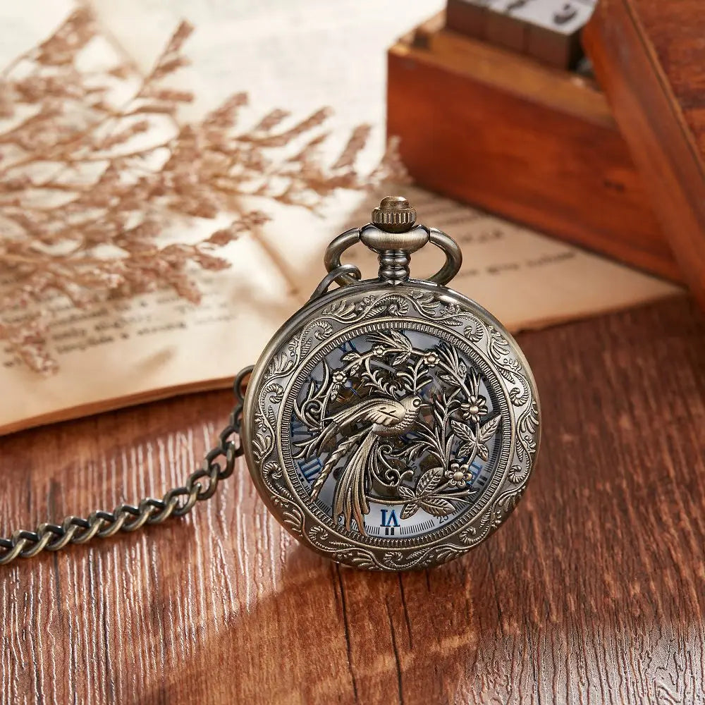 Filigree Spiral Phoenix Pocket Watch