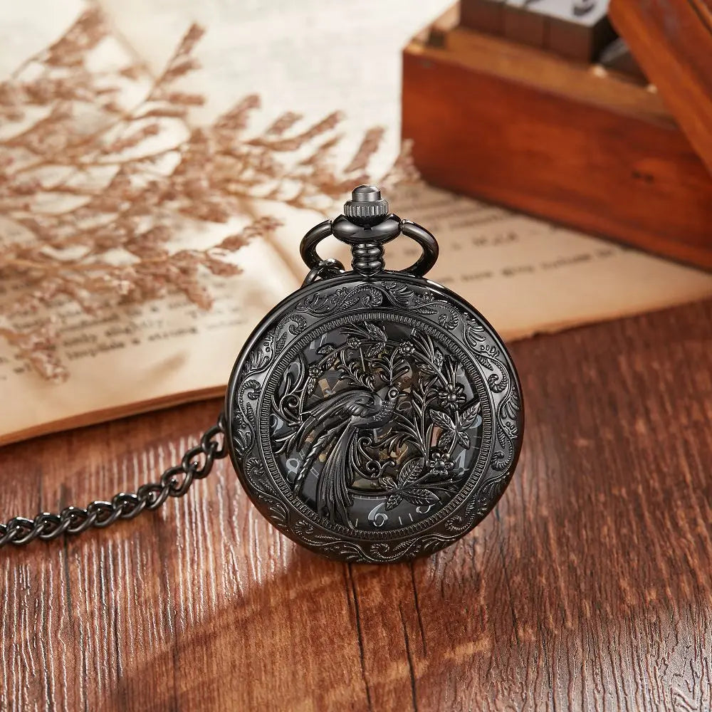 Filigree Spiral Phoenix Pocket Watch