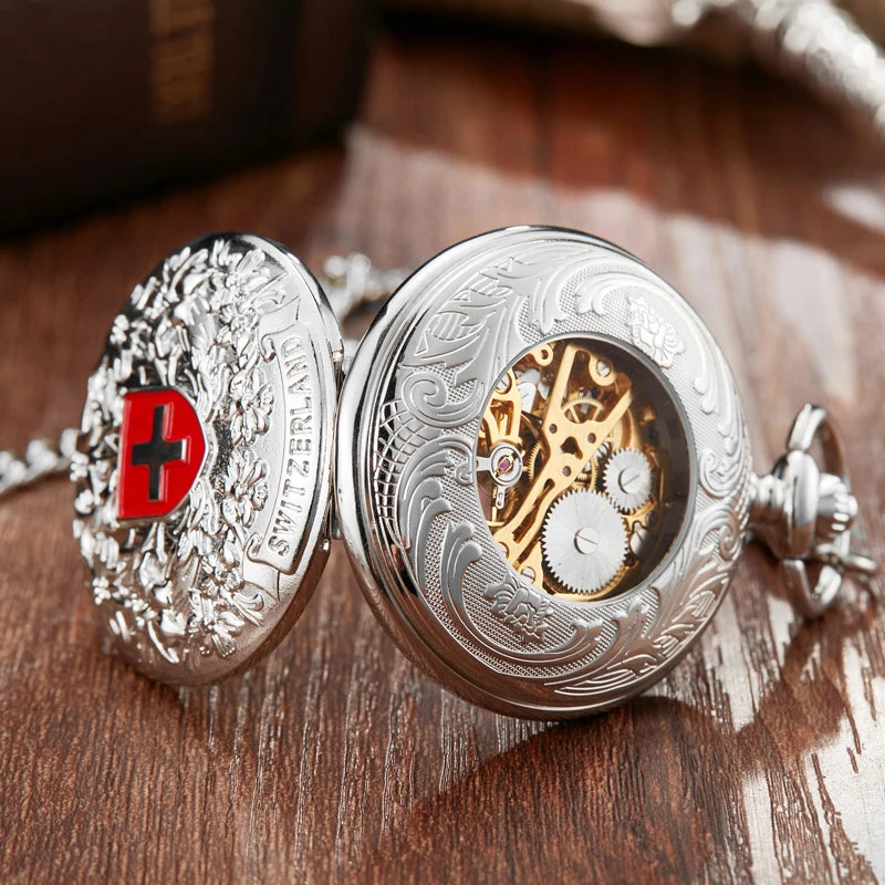 Red Cross Mechanical Pocket Watch