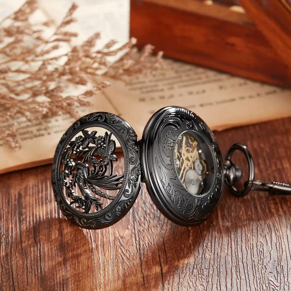 Filigree Spiral Phoenix Pocket Watch
