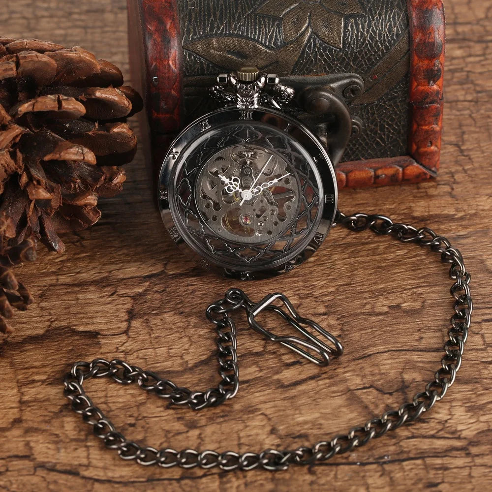 Transparent Skeleton Pocket Watch